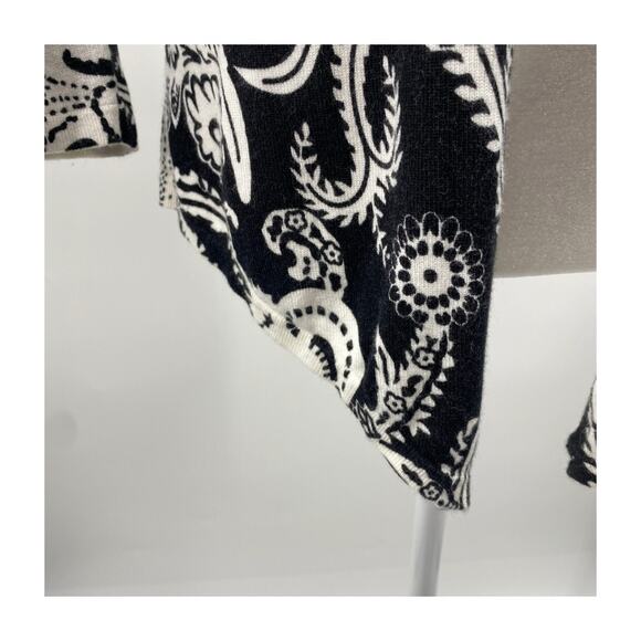 Cache Black White Paisley Open Front Cardigan M Lightweight Layering Piece - Picture 6 of 16